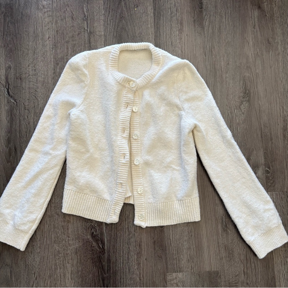 Abercrombie & Fitch Cream Button-Up Cardigan